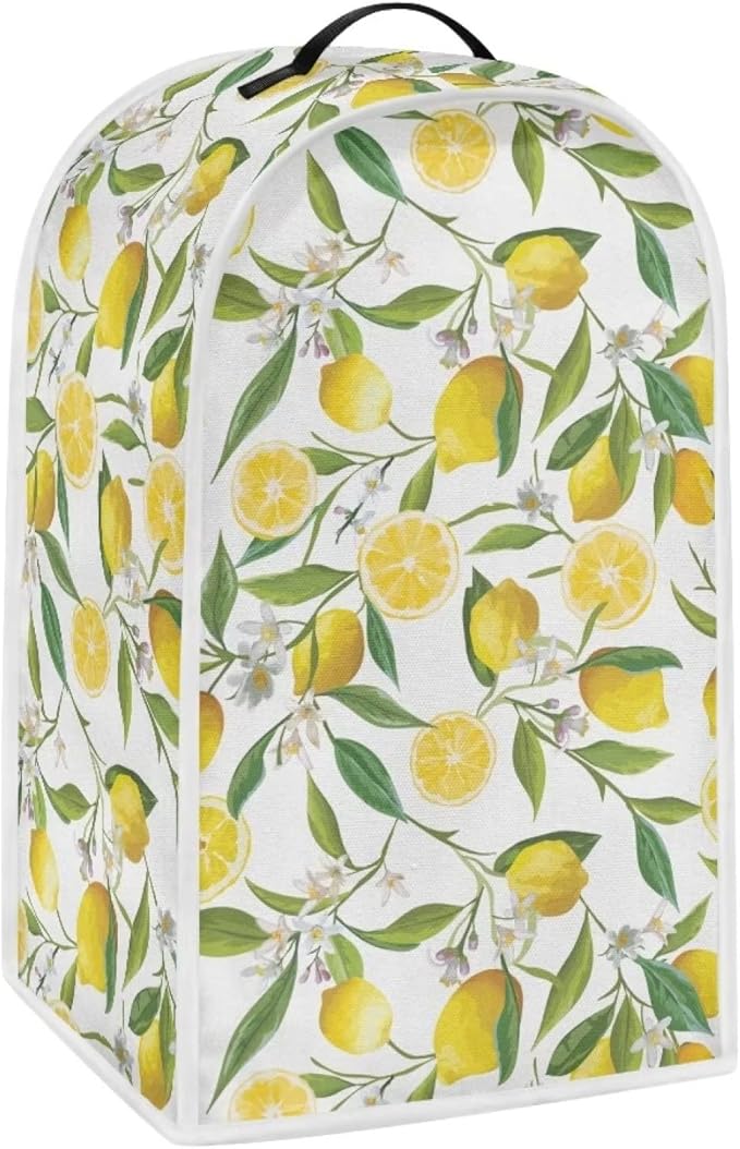 Lemon Print Blender Covers Kitchen Food Processor Covers with Durable Handle, Durable Foldable Small Appliances Protector Universal Blender Cover