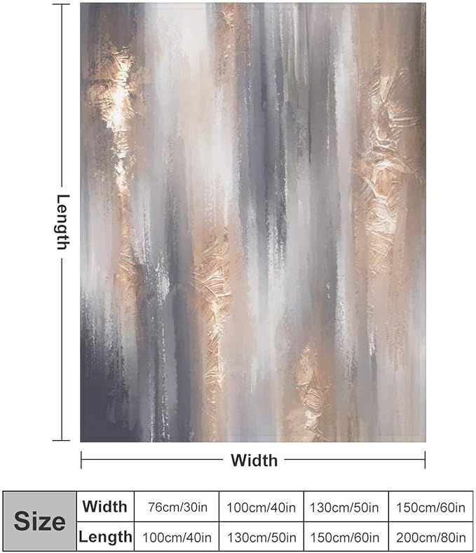 Abstract Gradient Blanket, Modern Fashion Baroque Gold Grey Painting Strokes Pattern Soft Warm Cozy Plush Flannel Covers for Livingroom Bedroom Couch Chair Camping Travel Home Decor Tapestry 50x60in
