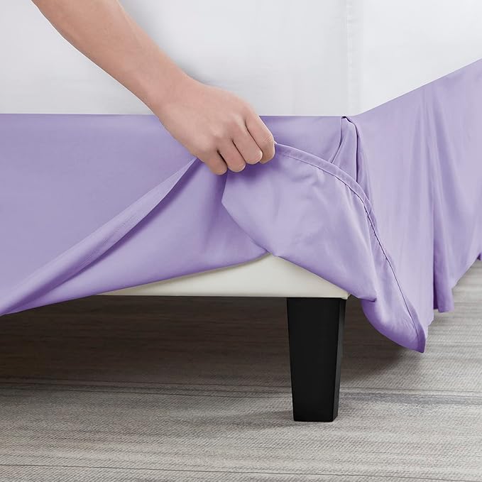 Nestl Lavender Full XL Bed Skirt - Full XL Size Bed Skirt 14 Inch Drop - Brushed Microfiber Bed Skirts - Hotel Quality Pleated Bed Skirt - Shrinkage & Fade Resistant