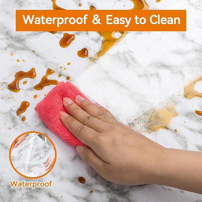 Shelf and Drawer Liner for Kitchen Cabinets Non-Adhesive, Strong Grip Non-Slip Thickened Cabinet Liners for Shelves, Waterproof Mats for Dresser Cupboard, White, 17 in x 30 Feet