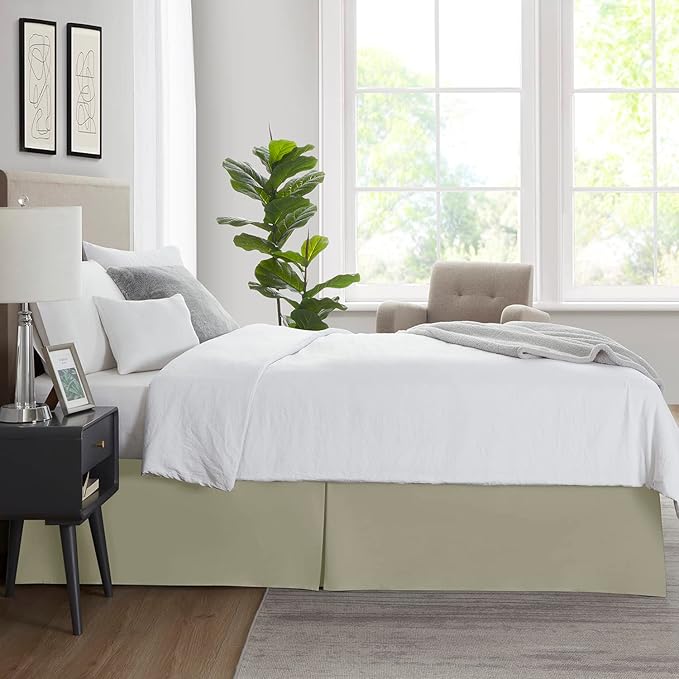Nestl Green Bed Skirt Queen Size - Queen Bed Skirt 14 Inch Drop - Brushed Microfiber Bed Skirts - Hotel Quality Pleated Bed Skirt - Shrinkage & Fade Resistant