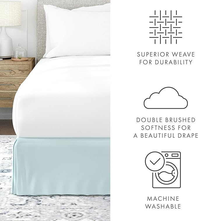 Linen Market Bed Skirt - Ultra Soft Microfiber - Easy Fit with 14 Inch Tailored Drop - Hotel Quality, Shrinkage & Fade Resistant - Bed Cover - Twin Bed Skirts - Bedroom Décor - (Twin, Aqua)