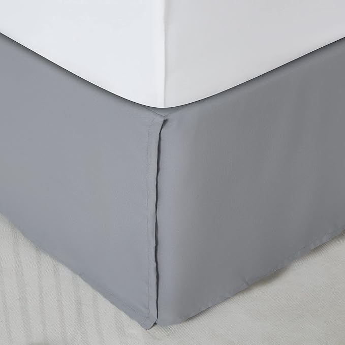SONIVE Full Bed Skirt,15" Drop Pleated Dust Ruffle,Classic Tailored Easy Fit Brushed Microfiber Skirts Hotel Quality Shrinkage & Fade Resistant Grey
