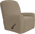 Easy-Going 4 Pieces Oversized Recliner Stretch Sofa Slipcover Sofa Cover Furniture Protector Couch Soft with Elastic Bottom Polyester Spandex Jacquard Fabric Small Checks Natural,X-Large
