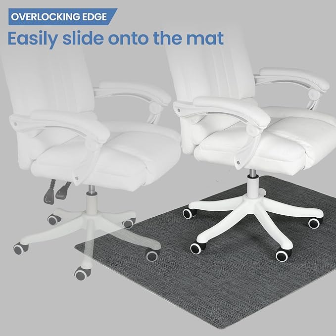 Chair Mat for Hardwood Floor, 36" x 48" Heavy Duty Office Chair Mat for Rolling Chairs, Anti Slip, Computer Chair Desk Mat, Floor Protector for Home Office, Black&Grey