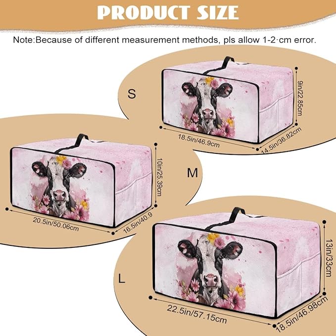 Air Fryer Toaster Oven Dust Cover Washable Fabric Convection Oven Protector with Storage Pockets, S, 14.5 x 18.5 x 9 Inches, Cow Pink Flower Pattern