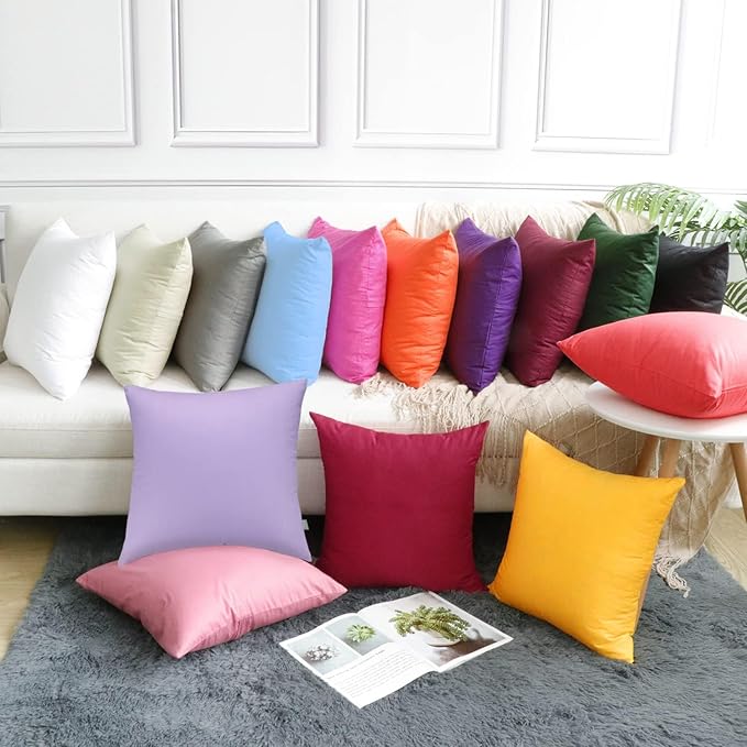 Thmyo 4-Pack 100% Cotton Comfortable Solid Decorative Throw Pillow Case Square Cushion Cover Pillowcase Sublimation Blank Pillow Covers DIY Throw Pillowcase for Sofa Couch(22x22 inch/ 55x55cm,Yellow)