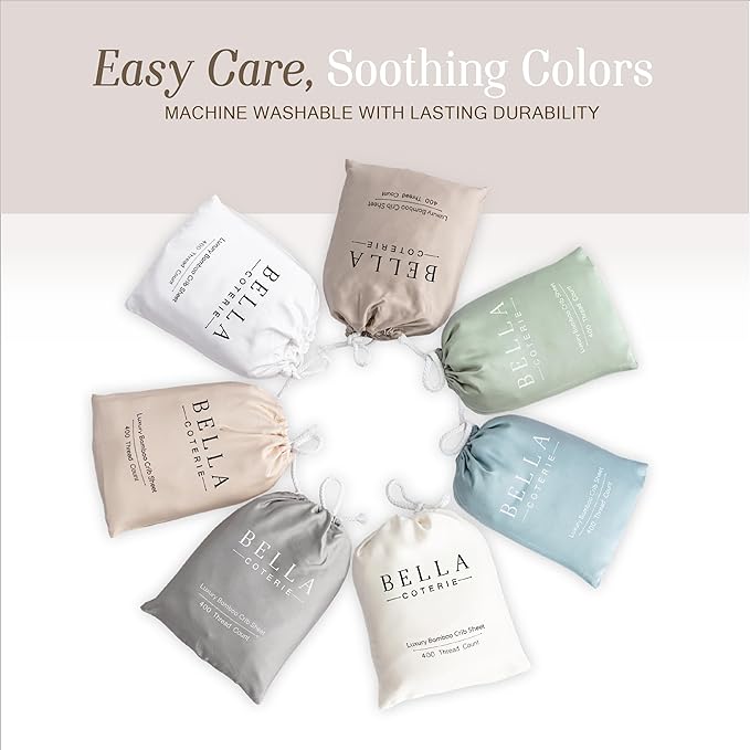 Bella Coterie Luxury Bamboo Viscose Crib Sheet | Organically Grown | Ultra Soft | Cooling for Better Sleep | Deep Pocket Fitted Sheet for Crib & Toddler Mattress | 100% Organically Grown [Sea Glass]