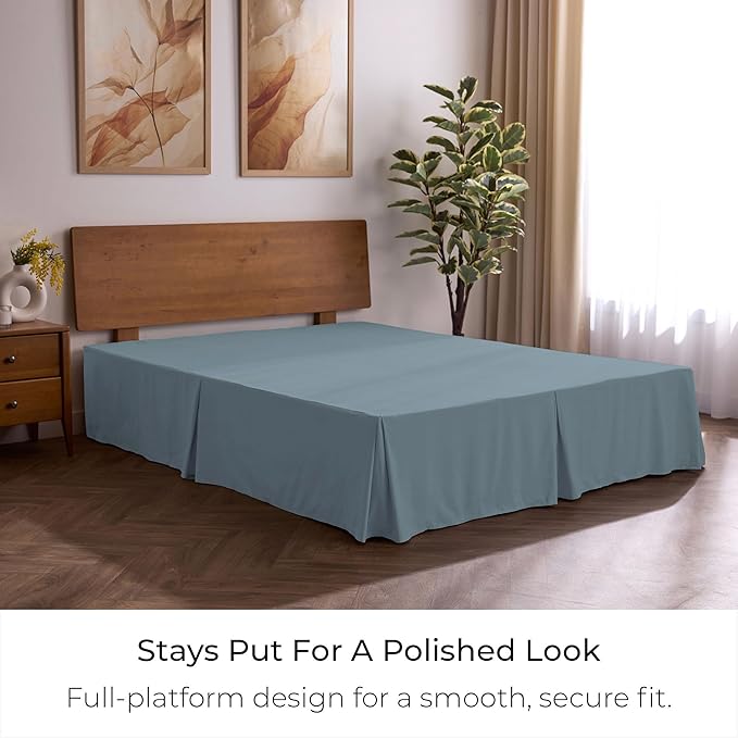 Mellanni Bed Skirt King Size - Bed Skirting - 15-Inch Tailored Drop Pleated Dust Ruffle - Hotel Luxury Bedding - Wrinkle, Fade, Stain Resistant - 1 Bedskirt (King, Spa Blue)