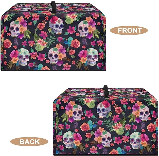 Microwave Oven Cover, Halloween Skull Heat-Resistant Polyester Machine Protector Decorative Kitchen Appliance Covers Waterproof Microwave Oven Cover for Most Countertop Microwaves