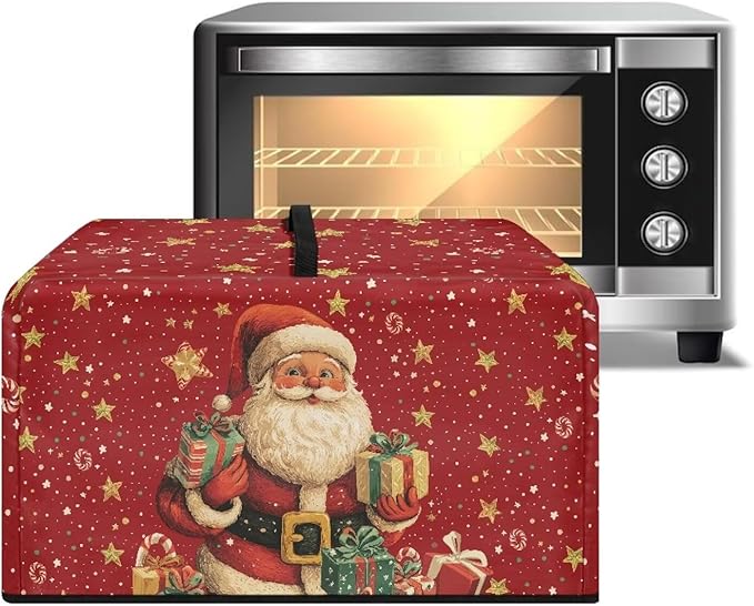 Microwave Oven Cover, Christmas Santa Claus Anti-Scratch Deep Fryer Cover Heat-Resistant Dustproof for Air Fryer Toaster Oven Microwave Oven Microwaves Dust Covers with Handles