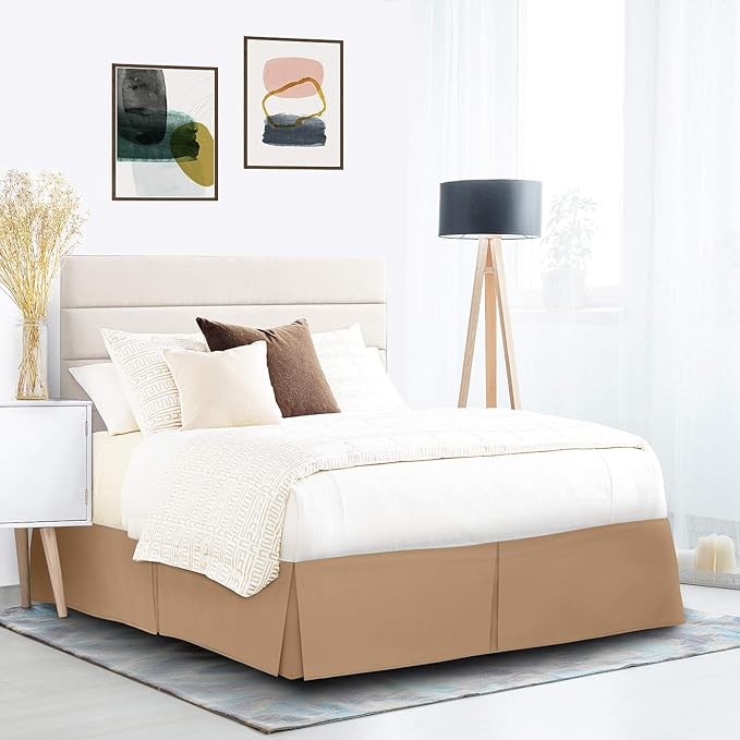 Nestl Light Brown Twin Bed Skirt - Twin Size Bed Skirt 14 Inch Drop - Brushed Microfiber Bed Skirts - Hotel Quality Pleated Bed Skirt - Shrinkage & Fade Resistant