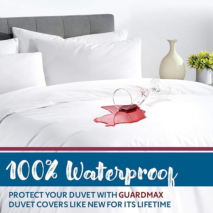 Guardmax Waterproof Duvet Cover - Jersey Fabric with Zipper Closure | Premium Quality, Bed Bug & Allergen Proof Queen (86 x 86)