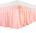 Peach Wrap Around Bed Skirts with 16" Drop - Three Sides Fabric Adjustable Elastic Dust Ruffle Silky Soft -600 TC Stretchy Bed Skirt-Short Queen(60"X 75") Peach