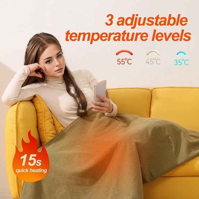 Portable Heated Shawl, 2026 New Portable Heated Blanket Shawl Wraps for Women, Cordless Heated Blanket with 3 Heating Levels for Home Camping Travel (Beige)