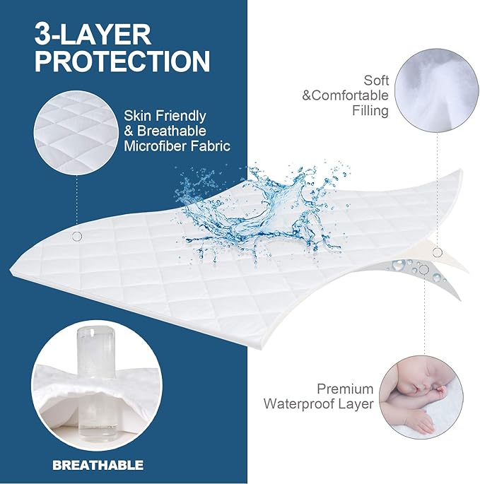 Twin XL Mattress Topper Pad Protector Quilted Waterproof, Absorbent Twin Extra Long Mattress Topper Cover for College Dorm Room Essentials for Girls,Deep Pocket Stretches up to 16 Inch