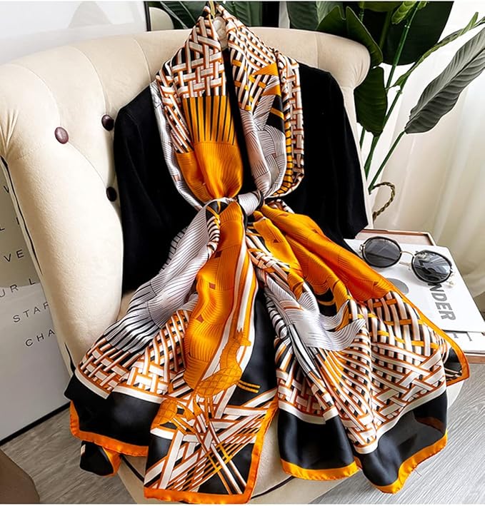 Fashion Scarves Scarf 100% Silk Feeling Scarf Silk Like Scarves Long Lightweight Sunscreen Shawls for Women