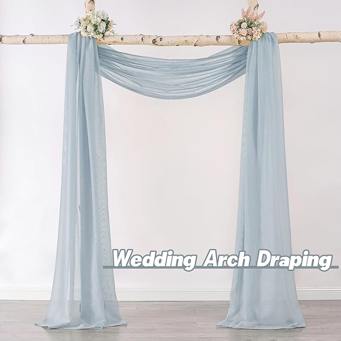 DONREN Sheer Scarf Curtain for Bedroom - Window Topper Valance Voile Panel Classic for Sons/Boys/Seniors Room (W34 x L144, 1 Pack, Dusty Blue)