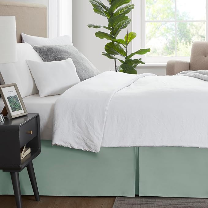 Nestl Sage Green Full Bed Skirt - Full Size Bed Skirt 14 Inch Drop - Brushed Microfiber Bed Skirts - Hotel Quality Pleated Bed Skirt - Shrinkage & Fade Resistant