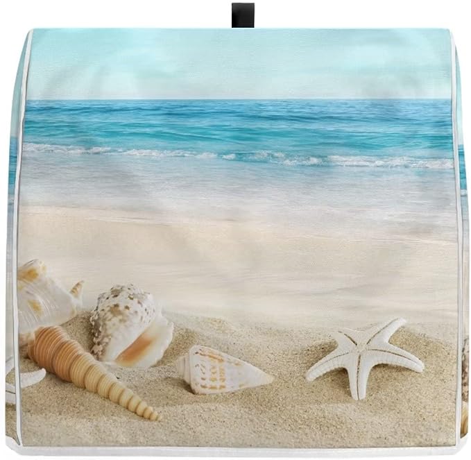 Fashion Mixer Covers Beach Print Indoor Kitchen Decorations, Polyester Dustproof Cover with Pockets for Stand Mixer, Compatible with Stand Mixer, L(6-8 qt)