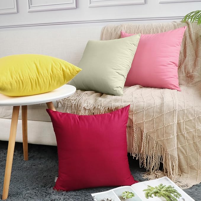 4-Pack 100% Cotton Comfortable Solid Decorative Throw Pillow Case,Thmyo Square Cushion Cover Pillowcase Sublimation Blank Pillow Covers DIY Throw Pillowcase for Sofa Bedroom(20x20 inch/ 50x50cm,Beige)