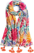 Scarf for Women Lightweight Soft Floral Leopard Printed Scarves Fall Winter Fashion Shawl Wrap with Fringe