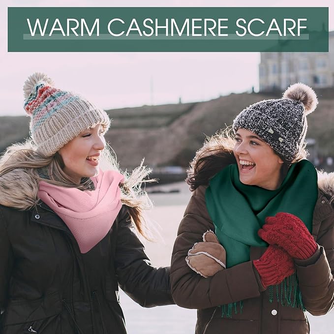 Suhine 8 Pcs Winter Scarves Bulk for Women Lightweight Blanket Scarf with Tassel Edge Pashmina Shawl for Women Men