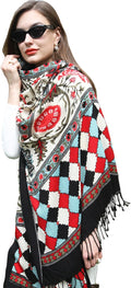 DANA XU 100% Merino Wool Pashmina Shawl for Women 96"x43", Oversized Cashmere Wrap with Tassels, Floral Travel Blanket Cape