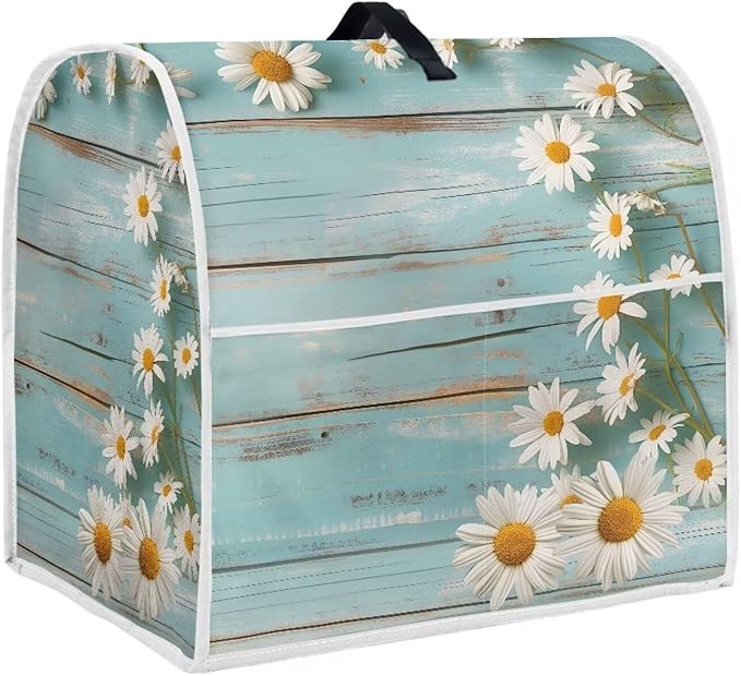 Daisy Stand Mixer Cover Teal Wood Kitchen Appliance Cover for 4.5-5 Quart Mixers Washable Food Processor Protective Covers Kitchen Mixers Accessories