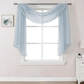 DONREN Sheer Scarf Curtain for Bedroom - Window Topper Valance Voile Panel Classic for Sons/Boys/Seniors Room (W52 x L144, 1 Pack, Dusty Blue)
