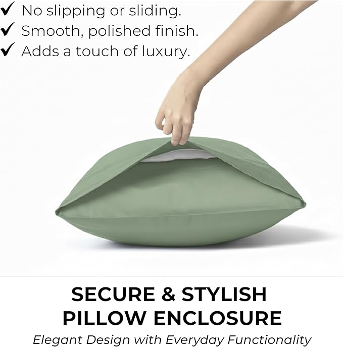 100% Natural Cotton Bed Sheets | 500 TC Single-Ply Sateen Weave Twin XL Sheets | Soft, Breathable, Hypoallergenic Solid 3-Piece Bedding with Deep Pocket Fitted, Flat, Pillowcase | Sage