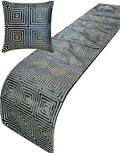 The HomeCentric Blue Bed Runner for King/Queen/Twin Velvet Decorative Bed Scarf 53"x18" Bed Runner Without Pillow Cover, Geometric Bed Scarf Bedroom Décor Accent - Sapphire Mirage