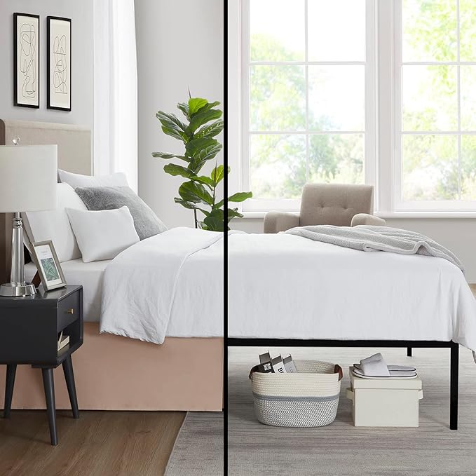 Nestl Taupe Full Bed Skirt - Full Size Bed Skirt 14 Inch Drop - Brushed Microfiber Bed Skirts - Hotel Quality Pleated Bed Skirt - Shrinkage & Fade Resistant