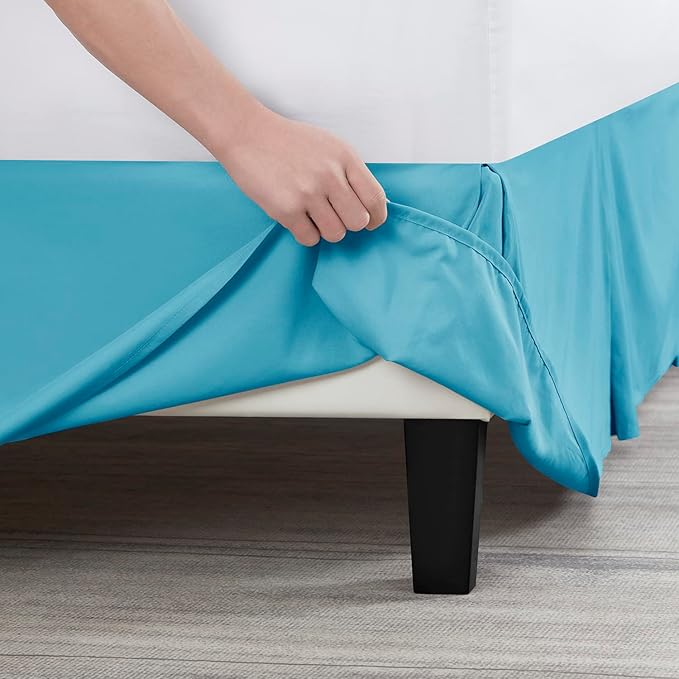 Nestl Beach Blue Bed Skirt Cal King Size - Cal King Bed Skirt 14 Inch Drop - Brushed Microfiber Bed Skirts - Hotel Quality Pleated Bed Skirt - Shrinkage & Fade Resistant