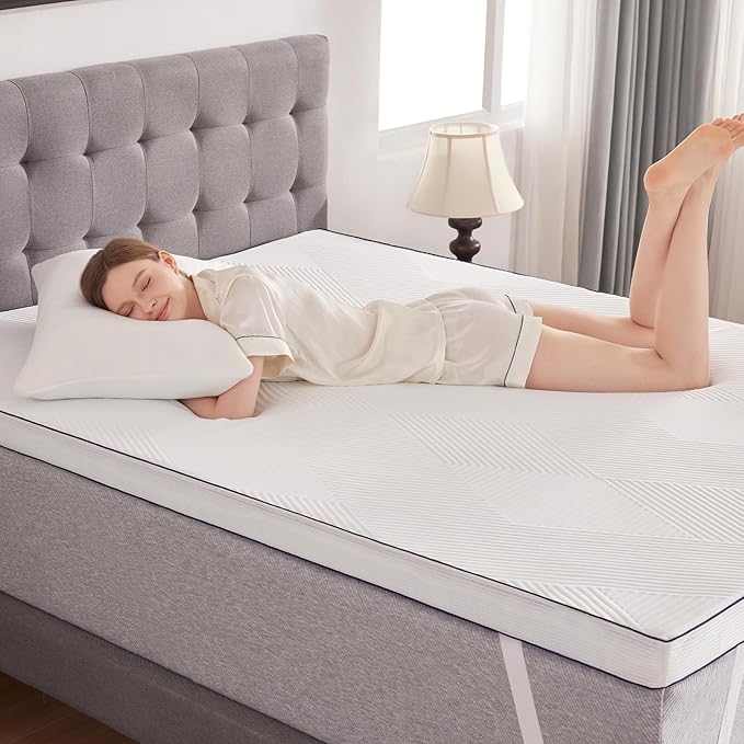 3 Inch Memory Foam Mattress Topper Twin Size Ventilated Breathable Cooling Mattress Pad with Removable Soft Cover Portable Bed Topper for Back Pain and Pressure Relief, CertiPUR-US Certified