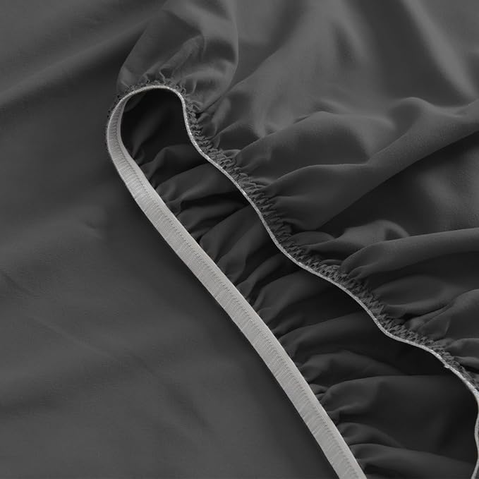 SPRINGSPIRIT Sleeper Sofa Queen Sheets Set, 4 Piece Bed Sheets Set Up to 8" Deep Pockets, Extra Soft and Breathable Bedding Sheets, Black