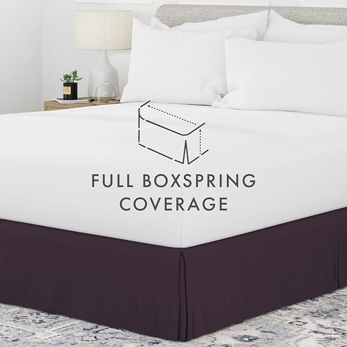 Linen Market Bed Skirt - Ultra Soft Microfiber - Easy Fit with 14 Inch Tailored Drop - Hotel Quality, Shrinkage & Fade Resistant - Bed Cover - Cal King Bed Skirt - Bedroom Décor - (Cal King, Purple)