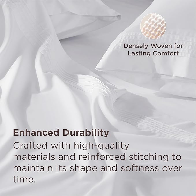 Bedsure Deep Pocket Queen Sheets Set - Fits Mattresses Up to 21 Inches Thick - 4 Piece GentleSoft Bed Sheets, Moisture Wicking, Soft & Cooling Bedsheet & Pillowcases, Easy & Secure Fit, White