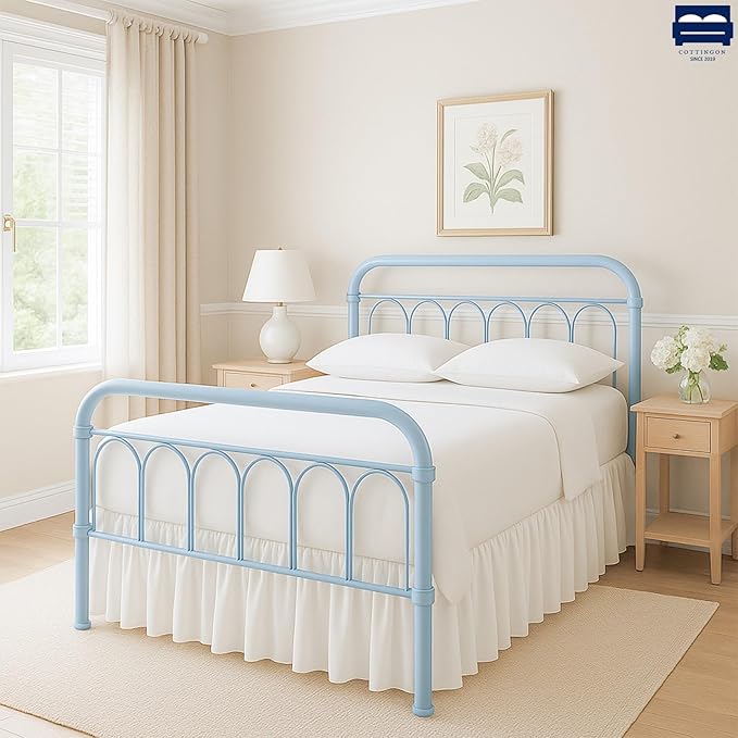 Ruffled Bed Skirt with Split Corners-Dust Ruffle - 12" Drop 100% Microfiber Soft,Sheen & Luxurious Look - Bed Skirts (White -Queen)
