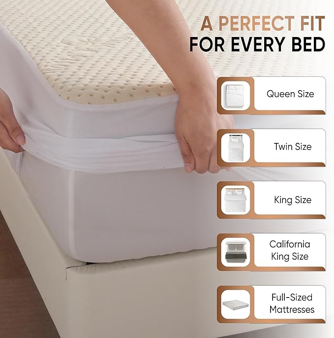 Luxury Waterproof Organic Mattress Protector Calif King - Organic Cotton Breathable Mattress Pad Cover - Premium 380 GSM Comfort - Deep Pocket - Jersey Cotton Skirt - Fitted Design