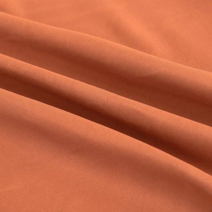 Bed Skirt Queen Size Ruffled Bed Skirt with Split Corners, 12 Inch Drop Dust Ruffle Bed Skirts with Platform, Terracotta