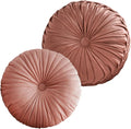 2 Pcs Round Throw Pillows Pleated Velvet Pumpkin Round Pillows Floor Cushion for Living Room Couch Chair Bed Sofa 15.7"x15.7"/13.8" x 13.8" (Blush)