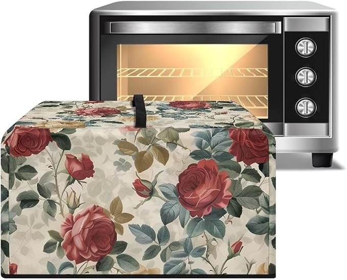 Microwave Oven Dust Cover, Rose Design Washable Protective Dust Cover for Microwave Oven Multifunction Greaseproof Covers Kitchen Protector Kitchen Accessories for Microwaves Ovens