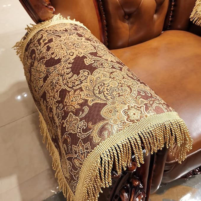 LUFEIJIASHI Luxury Couch Arm Covers,Washable Armrest Covers for Sofa,Anti Slip Recliner Chair Arm Covers Protectors for Leather Sofa Arm Cover Set of 2 (SBDB-Coffee)
