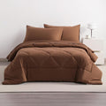 5-Piece Twin Comforter Set with Sheets – Soft and Breathable All-Season Twin Bed in a Bag, Down Alternative Comforter Set for Kids or Teens, Coffee