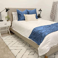 Bed Runner Set - 100% Pure Cotton 800 Thread Count - Luxury 1 Pinch Pleated Bed Runner and 2 Pillow Cover - 3 Piece Pinch Pleated Bed Runner Set California King, Medium Blue