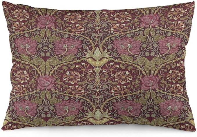 Honeysuckle Floral William Morris Throw Pillow Covers 12x20 Inch Aesthetic Pillow Velvet Decorative Pillowcase Home Decor Living Room Cushion Case for Bed Sofa Couch