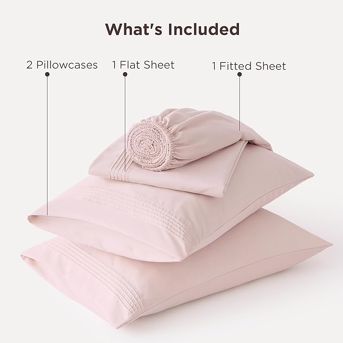 Bedsure Deep Pocket Queen Sheets Set - Fits Mattresses Up to 21 Inches Thick - 4 Piece GentleSoft Bed Sheets, Moisture Wicking, Soft & Cooling Bedsheet & Pillowcases, Easy & Secure Fit, Blush Pink