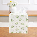 Solino Home Lily Floral Print Table Runner 48 inch - 100% Pure Linen Table Runner 14 x 48 Inch - Machine Washable - Lily of The Valley/White Print