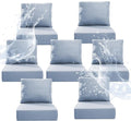 6" Thicker Outdoor Chair Cushion 7 Sets - 24" *24" *6" Waterproof Patio Furniture Cushions with Removable Cover, 28D High Density Sponge Filling Thicken Outdoor Patio Cushions - Baby Blue